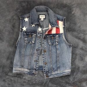 Stars and stripes American flag denim vest